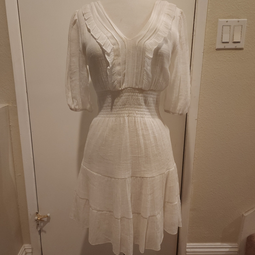 Elegant White Ruffled Dress